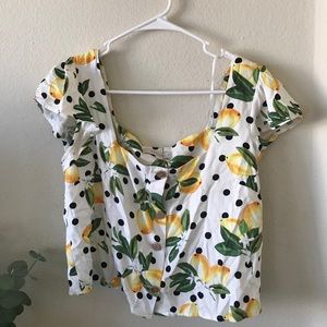 ASOS OASIS Lemon Polka Dot Top